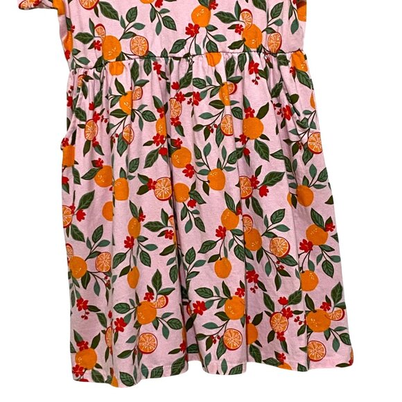 Lands End Girls Dress XL Pink Fruit Print Oranges Florida Vibes Vacation Spring - Picture 3 of 7